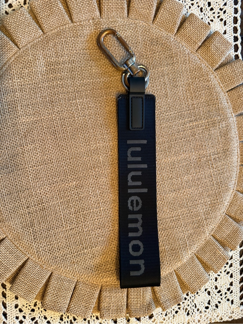lululemon Black Logo Key Wristlet Strap